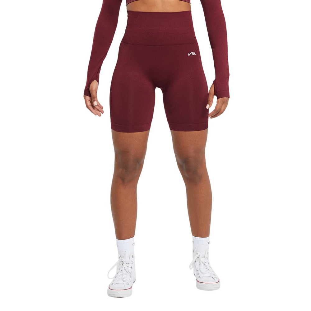 NWT AYBL EMPOWER SEAMLESS CYCLING SHORTS, Red Wine, Size Medium